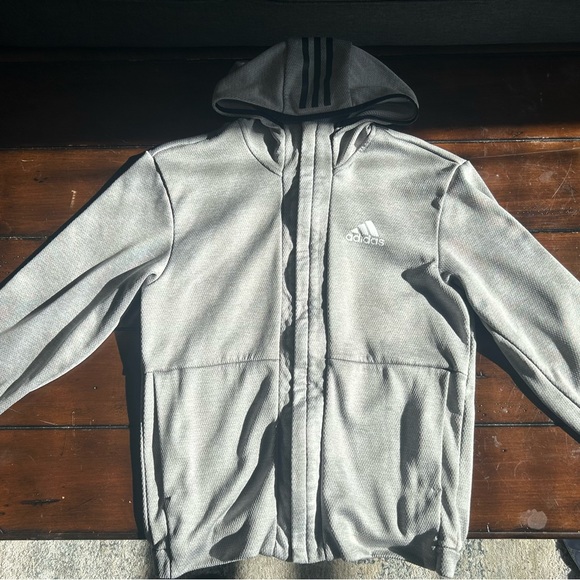 adidas Jackets & Coats Adidas Grey Athletic Hooded Jacket Poshmark